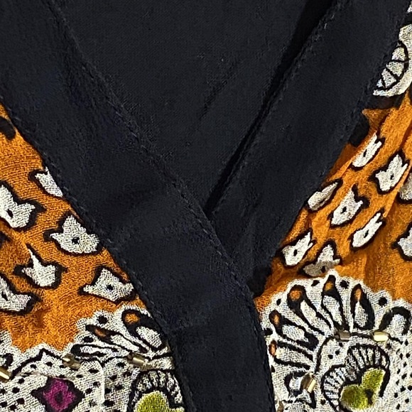 Bila Top Womens Small Multicolor Beaded Boho Paisley Tunic Blouse Fun Sequin New - Picture 6 of 16